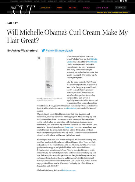 New York Magazine talks Michelle Obama and label.m Curl Cream
