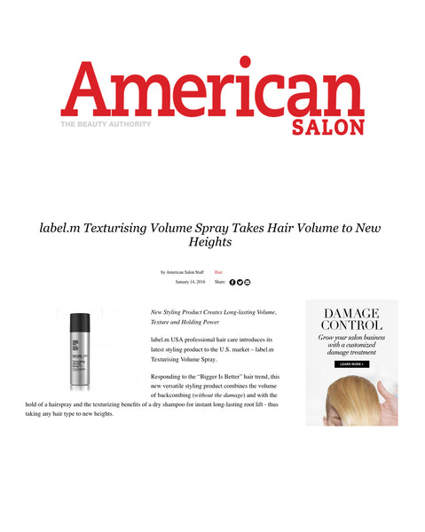 Label.m takes hair volume to new heights in American Salon