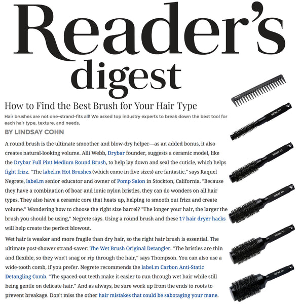label.m Hot Brushes and Detangling Comb Named Best Brushes for All Hair Types by Readers Digest