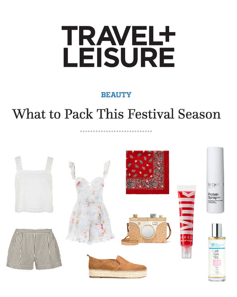 Travel + Leisure Suggests label.m Protein Spray as a Summer Festival Essential